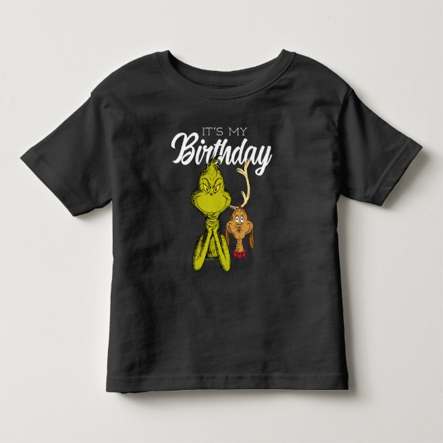 Grinch Svarta Tavlan Det Är Min Födelsedag T Shirt (Framsida)