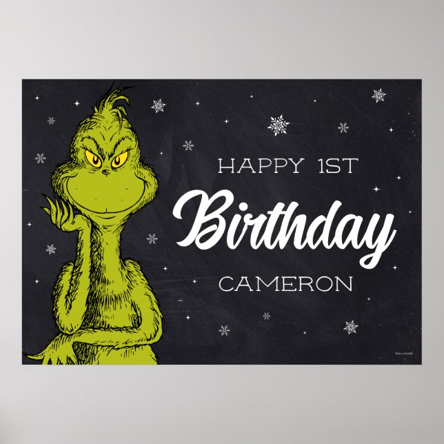 Grinch Svarta tavlan Födelsedag Poster (Framsidan)