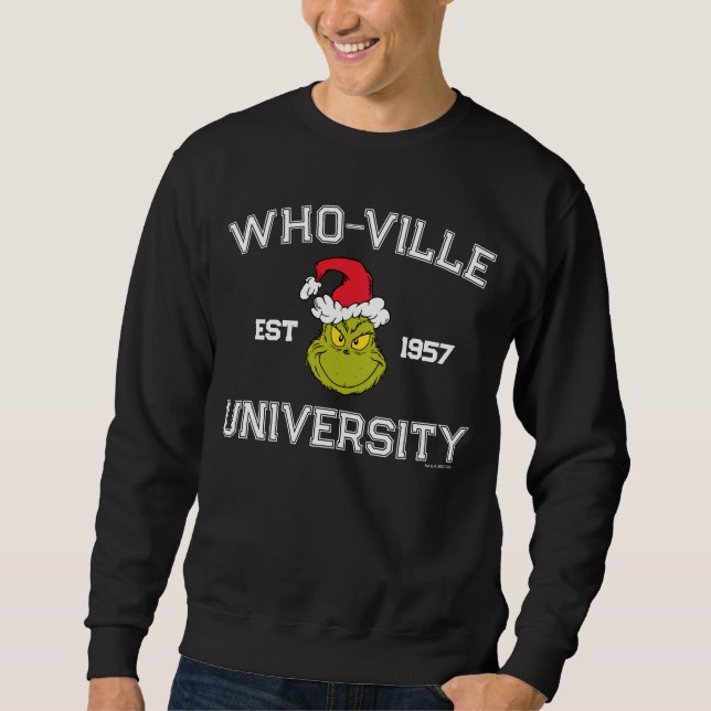 Grinch | WHO-ville Universiteten Est 1957 Lång Ärmad Tröja (Framsida)