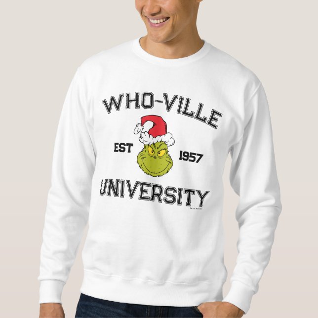 Grinch | WHO-ville Universiteten Est 1957 Lång Ärmad Tröja (Framsida)