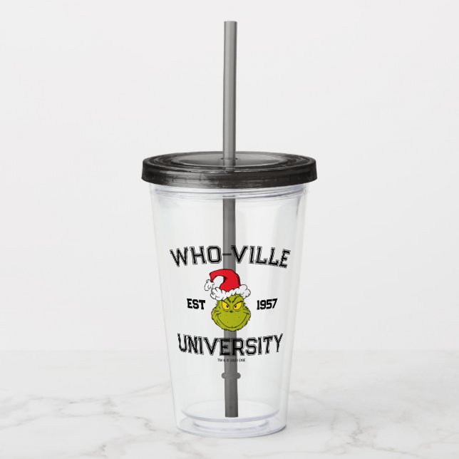 Grinch | WHO-ville Universiteten Est 1957 Take Away Mugg (Framsida)
