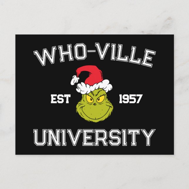 Grinch | WHO-ville Universiteten Est 1957 Vykort (Framsida)