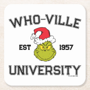 Grinch   Who-ville Universitetet Etabl 1957 Underlägg Papper Kvadrat