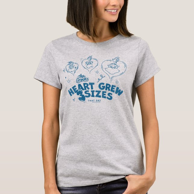 Grinchens hjärta växte 3 storlekar t shirt (Framsida)