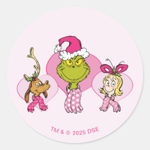 Grinchgänget i Rosa Alla Hjärtans Dag-porträtt Runt Klistermärke