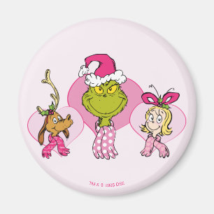 Grinchgänget i rosa Alla hjärtans-dagsporträtt Magnet