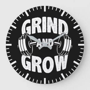 Grind and Grow - Gym Workout Motivation Stor Klocka