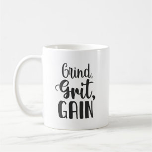 Grind, Grit, Gain, Hustle, Gym, framgångsrik motiv Kaffemugg