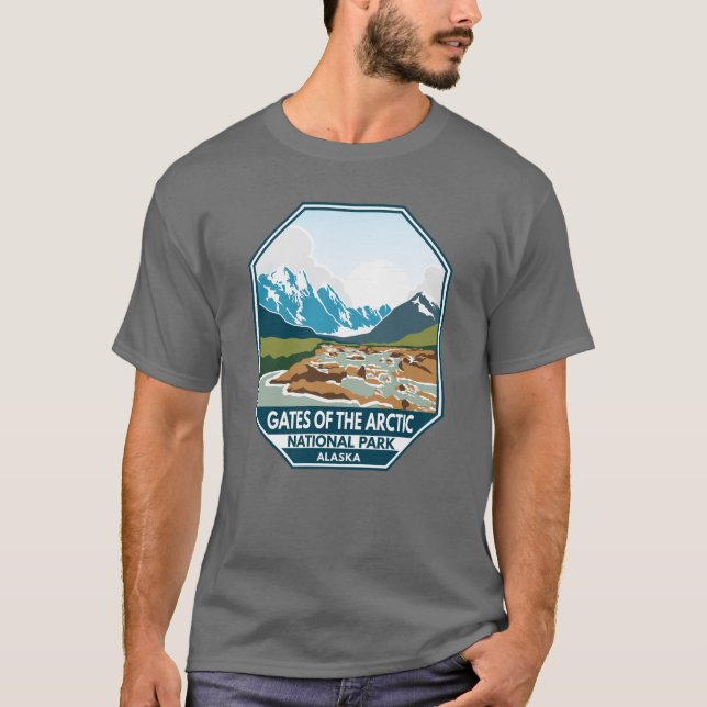 Grind i Arktis nationalpark Retro Emblem T Shirt (Framsida)