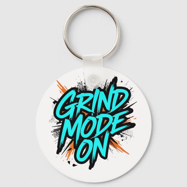 "Grind Mode On" Motivational Quote Nyckelring (Framsida)