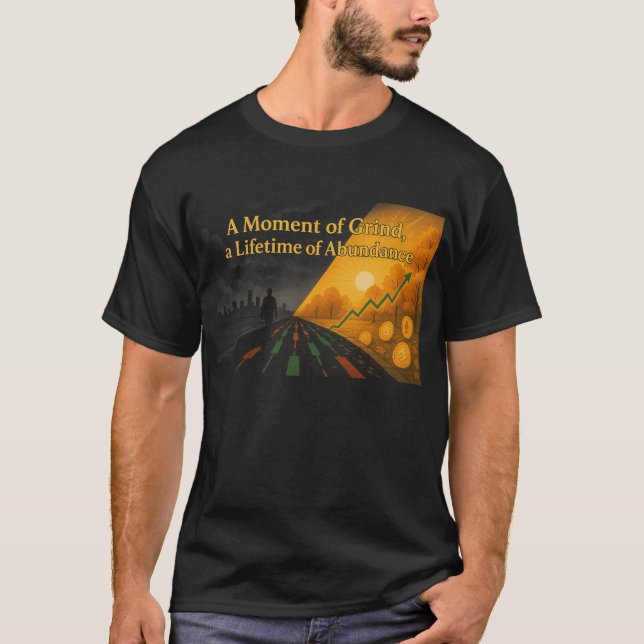 Grind och Abundance Motiverande Trader T Shirt (Framsida)