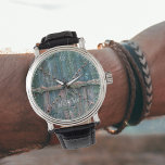 Grind och järn i blått, personlig armbandsur<br><div class="desc">Coola för manar! Gamla,  rustiska grind med järn-dekorationer i blått - detaljfotografi av Marions Artwork. Underbar individtänkbar presentidé för varje man!</div>