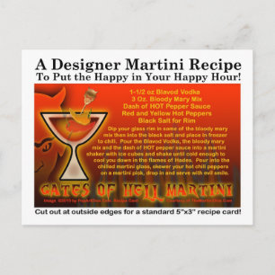 Grind till helvetet Halloween Martini Recept-kort Vykort