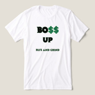GRIND TIME! BOSS UPP VIT MOTVATIONELL GRAFISK T-SH T SHIRT