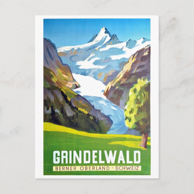 Grindelwald, bergstopp, Schweiz, vintage Vykort (Framsida)