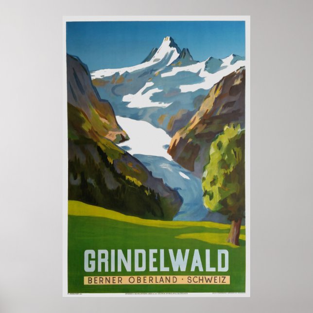 Grindelwald,Berner Oberland, Schweiz, Ski Poster (Framsidan)