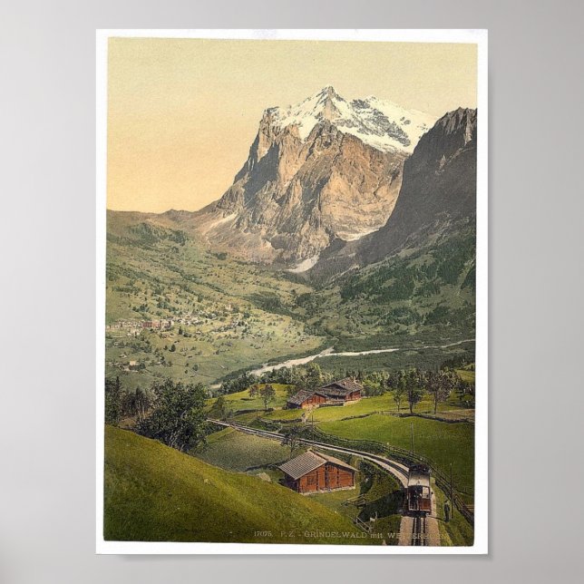 Grindelwald och Mount Wetterhorn, Bernese Oberland Poster (Framsidan)