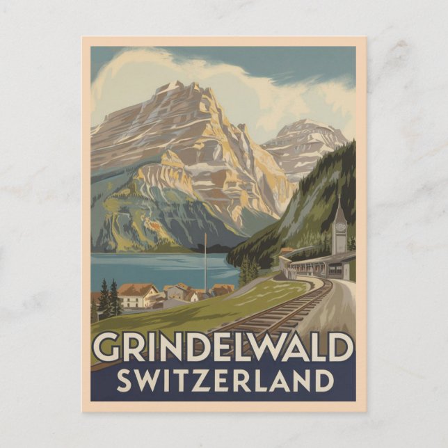 Grindelwald Schweiz Alpernas Retro Vykort (Framsida)