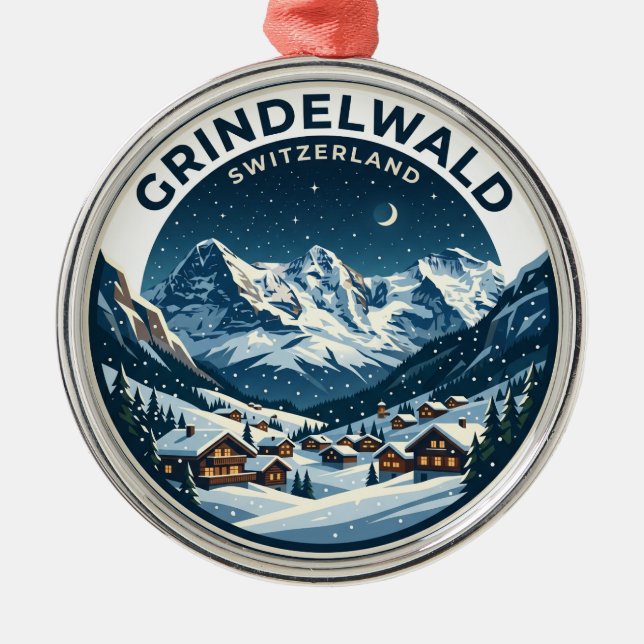 GRINDELWALD Schweiz Julgransprydnad Metall (Framsidan)