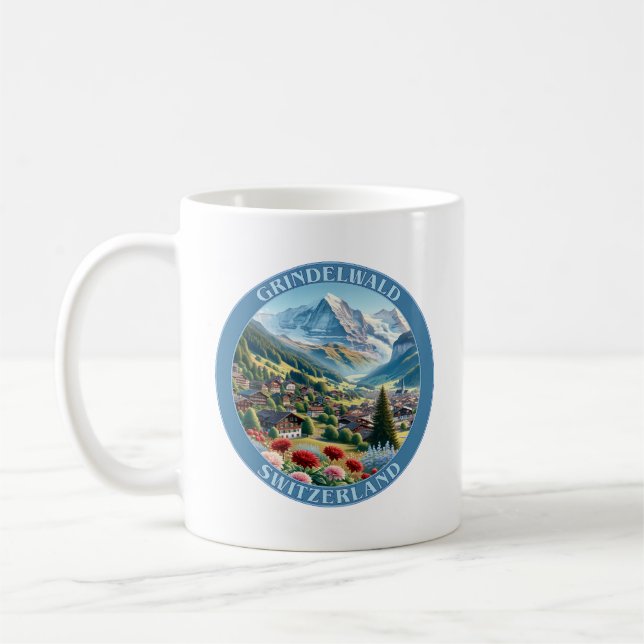 Grindelwald Schweiz och Eiger Mountain Kaffemugg (Vänster)