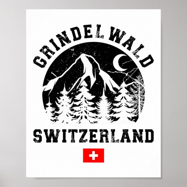Grindelwald Schweiz Ski Resort Alpernas Alpine Ski Poster (Framsidan)