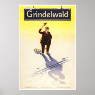 Grindelwald, Schweiz, Ski Travel Poster