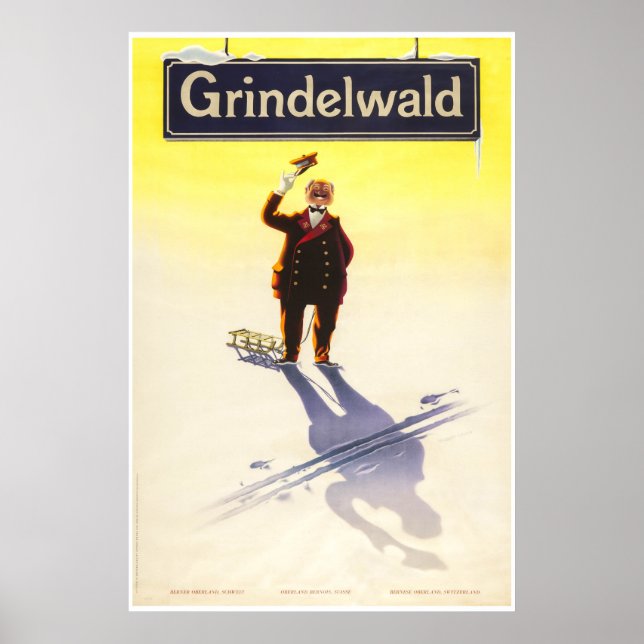 Grindelwald, Schweiz, Ski Travel Poster (Framsidan)