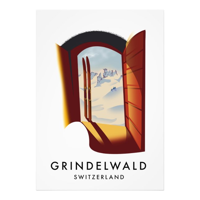 Grindelwald Schweiz skidposter Fototryck (Framsidan)