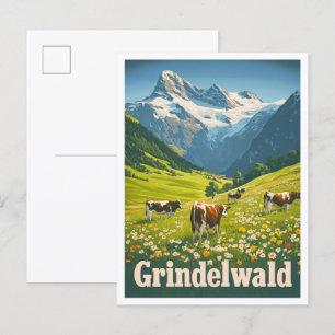 Grindelwald Schweiz Vintage resor Vykort