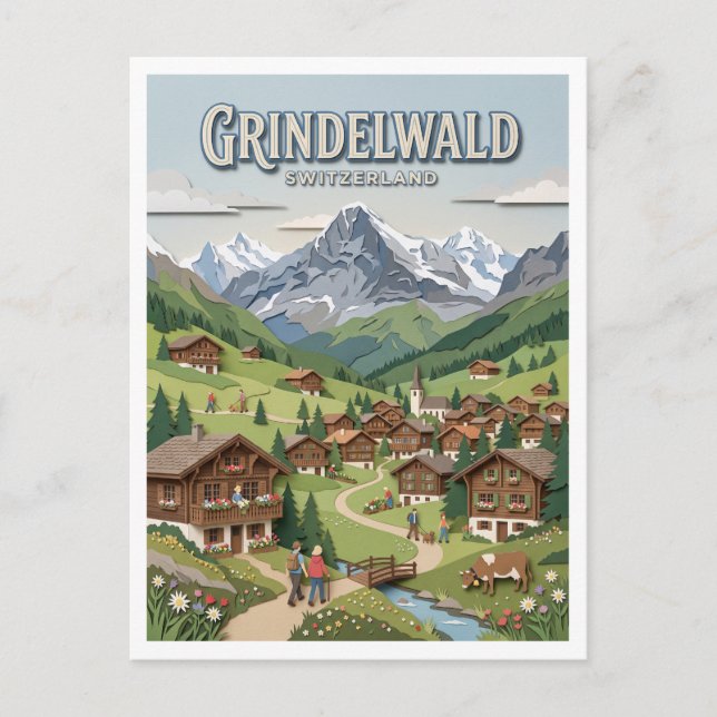 Grindelwald Schweiz Vykort (Framsida)