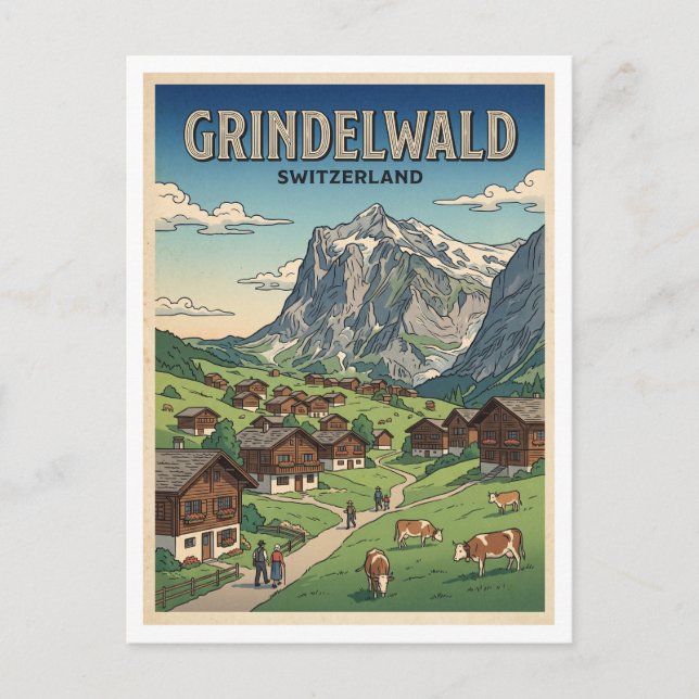 Grindelwald Schweiz Vykort (Framsida)