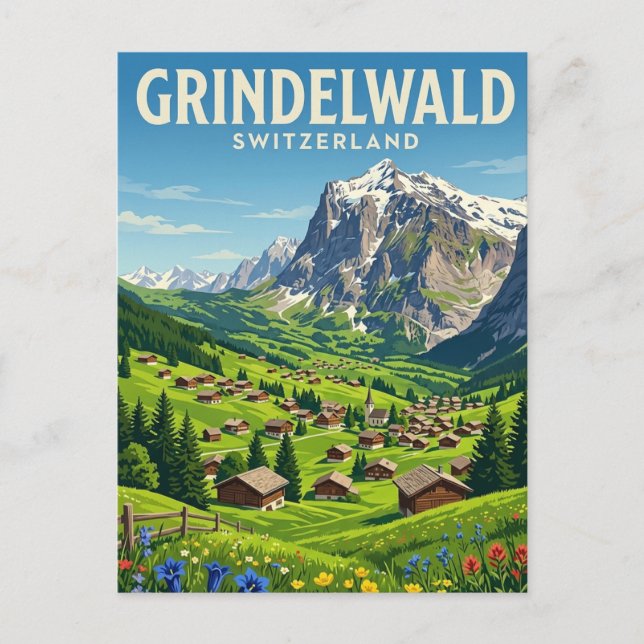 Grindelwald Schweiz Vykort (Framsida)