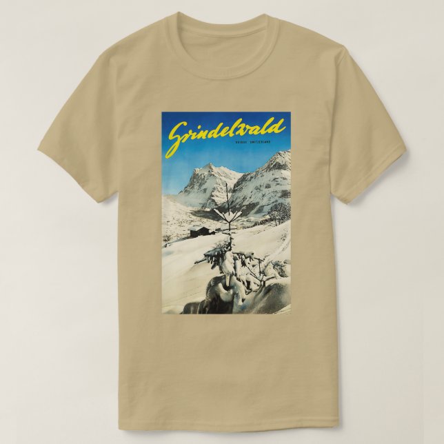 GRINDELWALD Swiss Bernese Alperna Mountains Skiing T Shirt (Design framsida)
