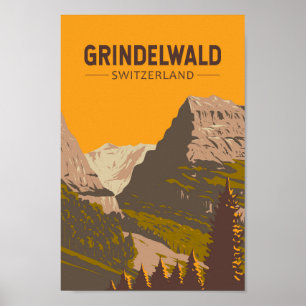 Grindelwald Swiss Travel Art Vintage Poster