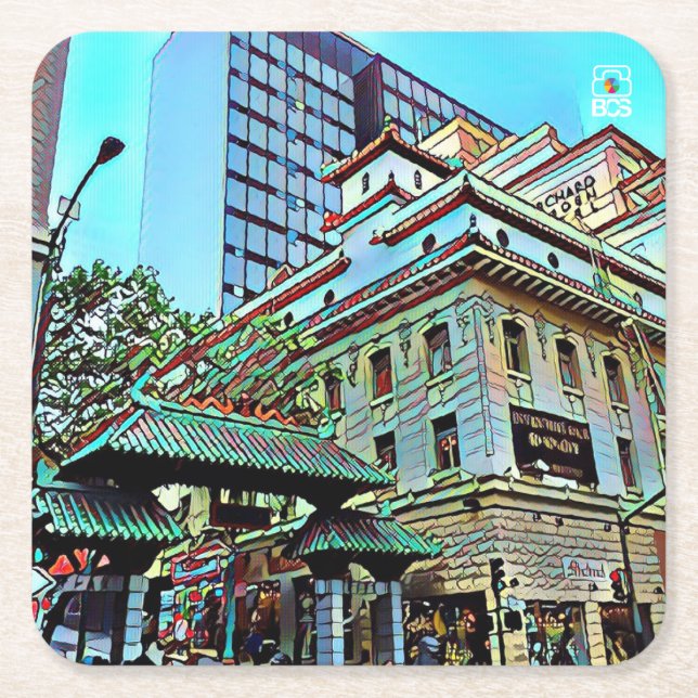 Grinden för SF Chinatown kvadrerar underlägg Papper Kvadrat (Framsidan)