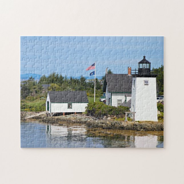 Grindle Point Lighthouse, Maine Jigszle Puzzle Pussel (Horisontell)