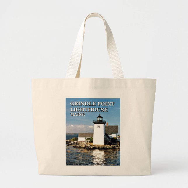 Grindle Point Lighthouse, Maine Jumbo Tote Bag Tygkasse (Framsidan)