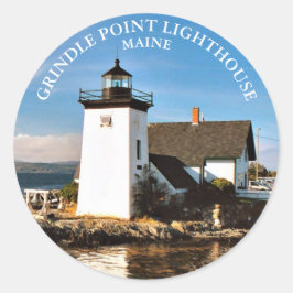 Grindle Point Lighthouse, Maine Round Stickers Runt Klistermärke