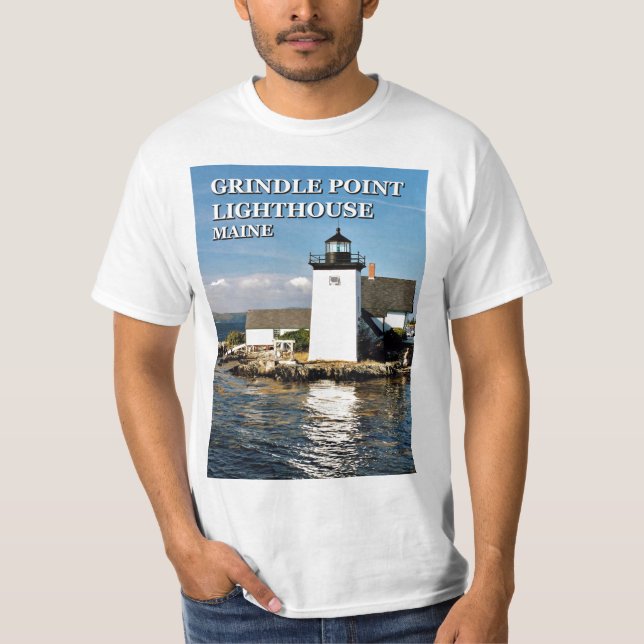 Grindle Point Lighthouse, Maine T-Shirt (Framsida)