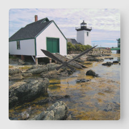 Grindle Point Lighthouse, Maine Wall Clock Fyrkantig Klocka