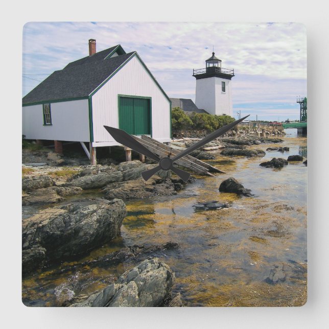 Grindle Point Lighthouse, Maine Wall Clock Fyrkantig Klocka (Framsida)