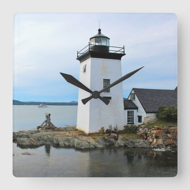 Grindle Point Lighthouse, Maine Wall Clock Fyrkantig Klocka (Framsida)