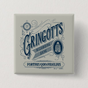 GRINGOTTS Trollkarlsbank Vintage Grafik Knapp