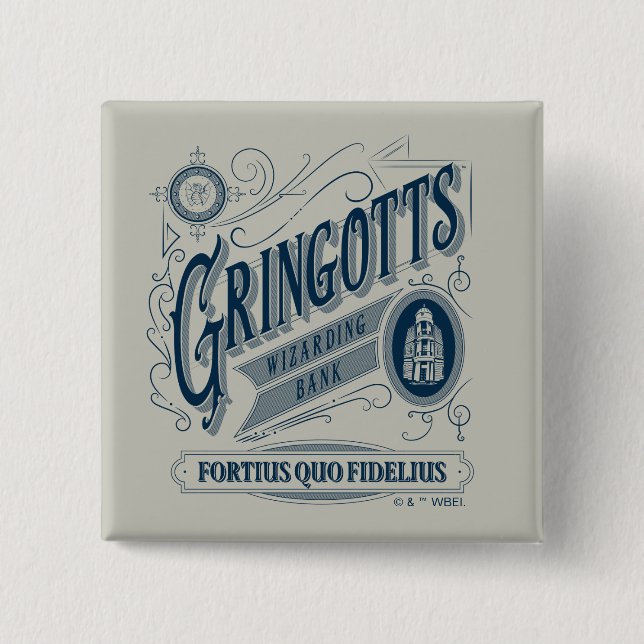 GRINGOTTS Trollkarlsbank Vintage Grafik Knapp (Framsida)