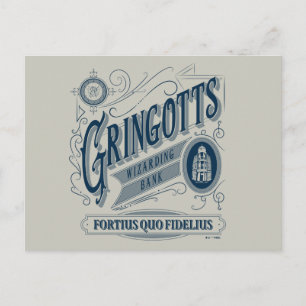 GRINGOTTS Trollkarlsbank Vintage Grafik Vykort