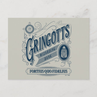 GRINGOTTS Trollkarlsbank Vintage Grafik Vykort