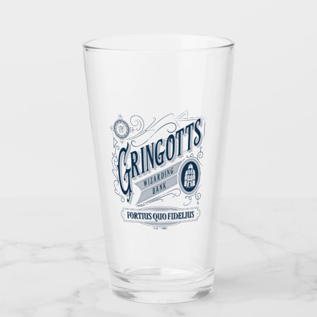 GRINGOTTS Trollkarlsbank Vintagegrafik Glaskopp (Framsida)