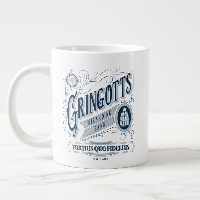 GRINGOTTS Trollkarlsbank Vintagegrafik Jumbo Mugg (Vänster)