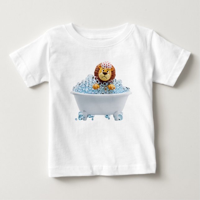 Grinig 3D-illustration av seriefigur med lejon som T Shirt (Framsida)