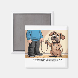 Grinig Brun Hund Rolig Gående Tecknad Film Magnet